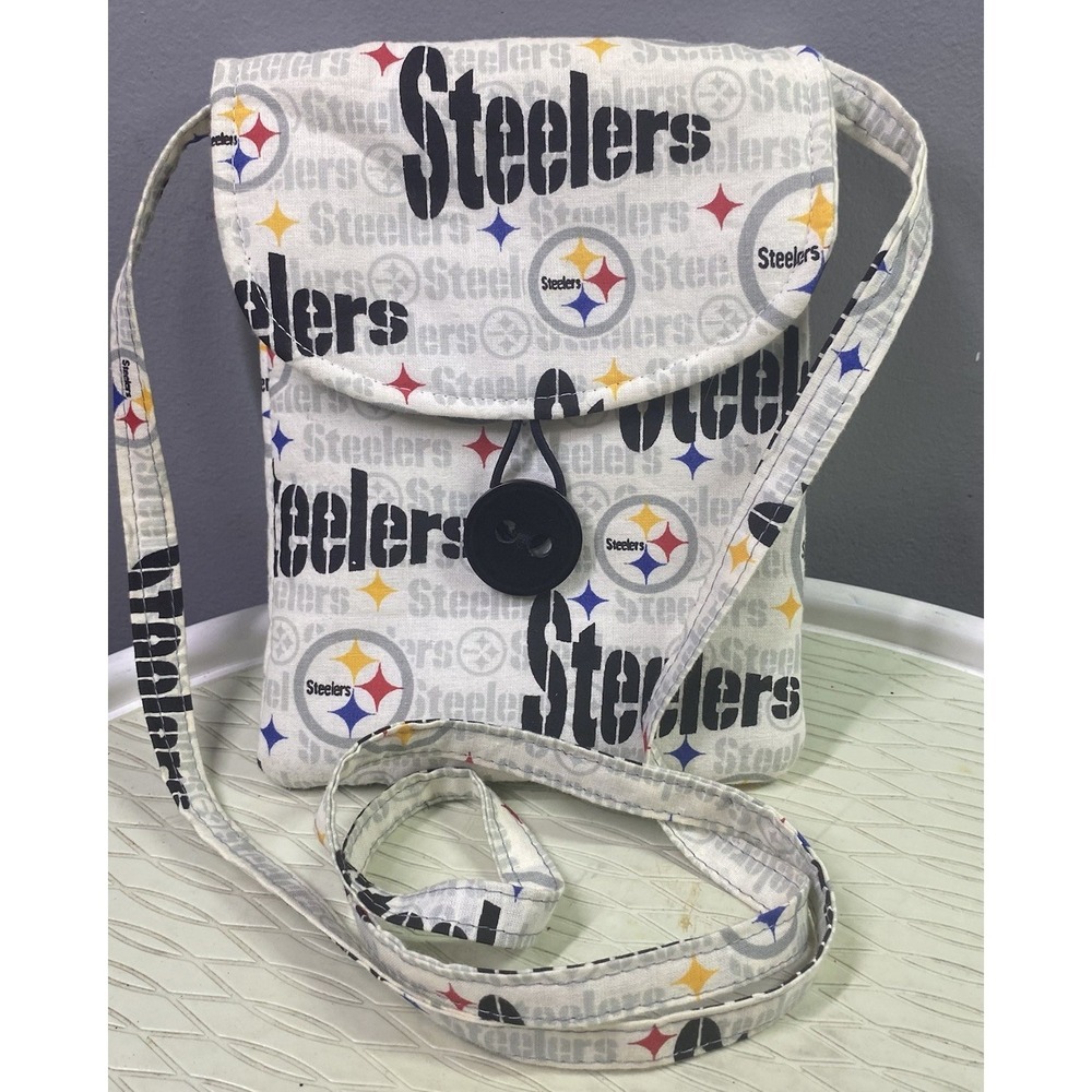 Handmade Pittsburgh Steelers Cell Phone Bag Stadium Size Crossbody Purse 7x5.x1"